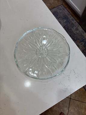 Vintage Princess House Heritage Pattern Clear Glass Cake Plate Serving Platter